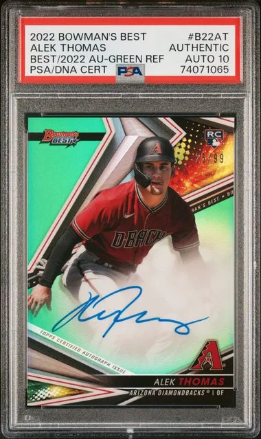 2022 Bowman Best Alek Thomas Best Of 2022 Autographs Green Refractor #B22-AT card image