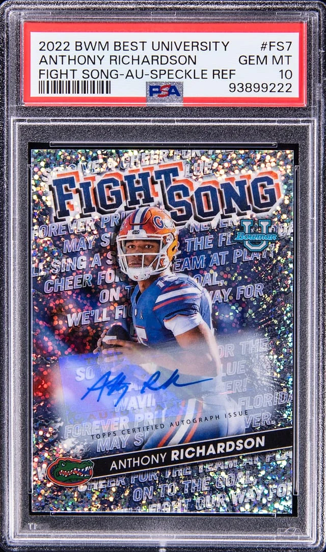 2022 Bowman Best Anthony Richardson University Fight Song Autograph Speckle Refractor #FS-7 card image