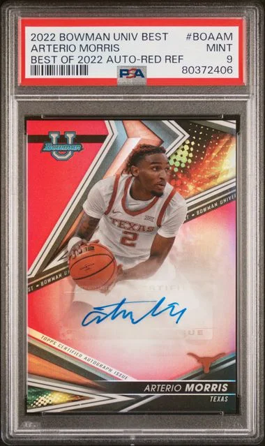 2022 Bowman Best Arterio Morris Best Of 2022 Autograph Red Refractor #BOAAM card image