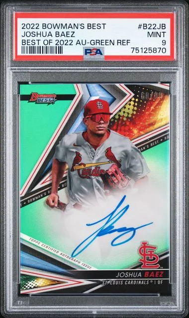 2022 Bowman Best Autographs Green Refractor B22Jb Joshua Baez Best Of #2022 card image