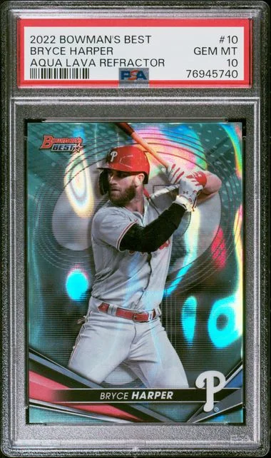 2022 Bowman Best Bryce Harper Aqua Lava Refractor #10 card image