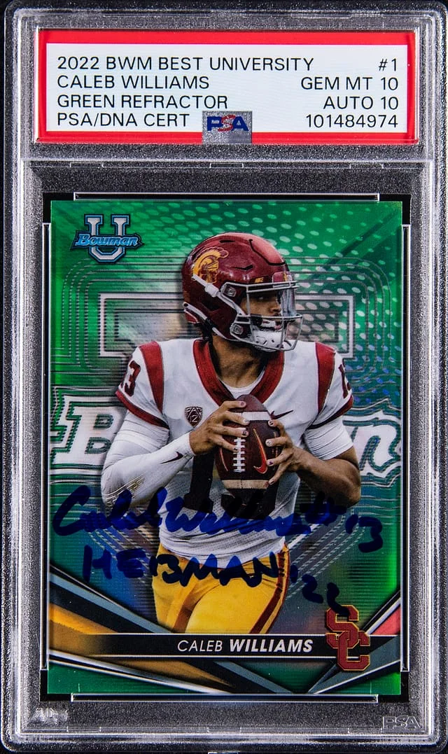 2022 Bowman Best Caleb Williams University Green Refractor #1 card image
