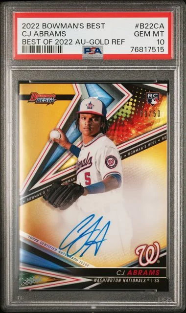 2022 Bowman Best CJ Abrams Of 2022 Autographs Gold Refractor #B22-Ca card image