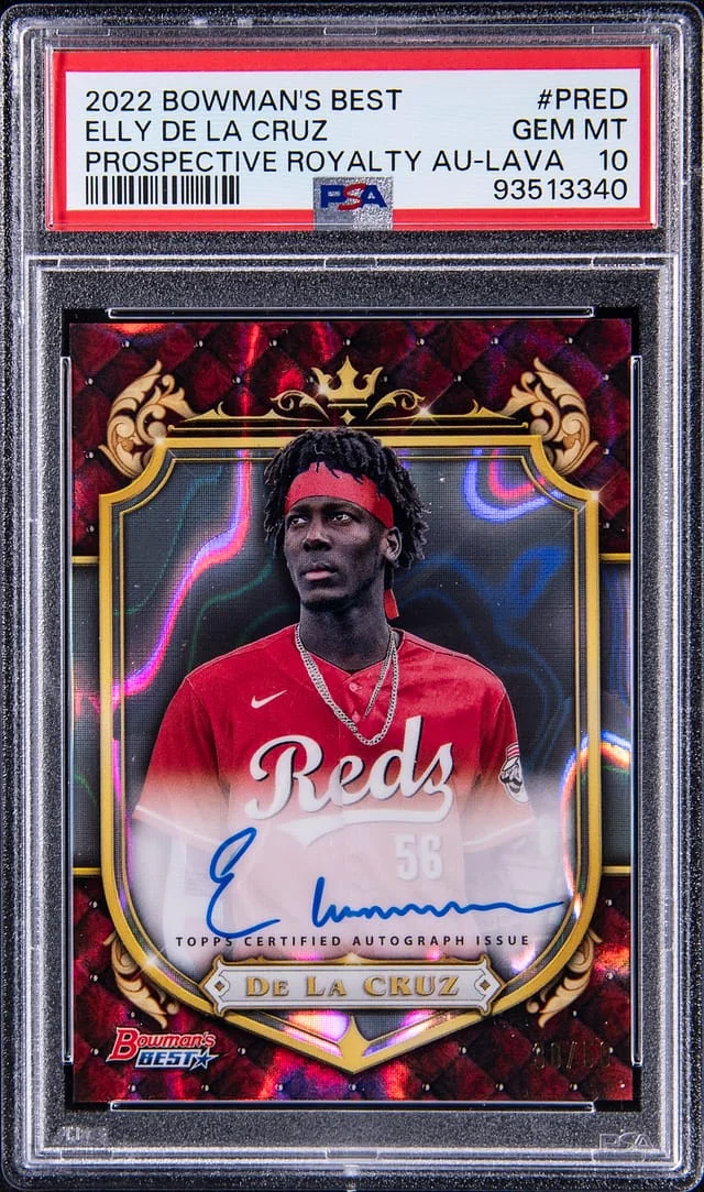 2022 Bowman Best Elly De La Cruz Prospective Royalty Autograph Lava Refractor #PRED card image