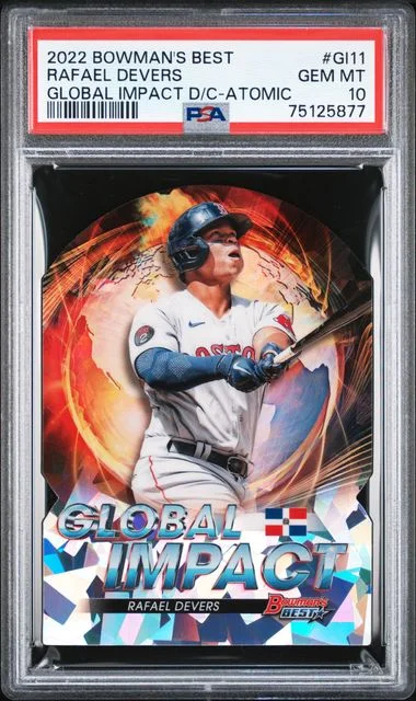 2022 Bowman Best Rafael Devers Global Impact Die-Cut Atomic Refractor #GI11 card image