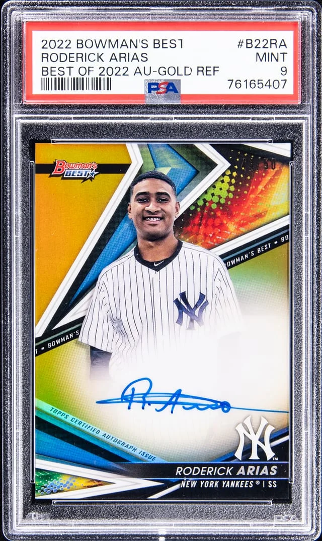 2022 Bowman Best Roderick Arias Of 2022 Autograph Gold Refractor #B22RA card image