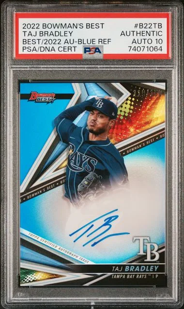 2022 Bowman Best Taj Bradley Best Of 2022 Autographs Blue Refractor #B22-TB card image