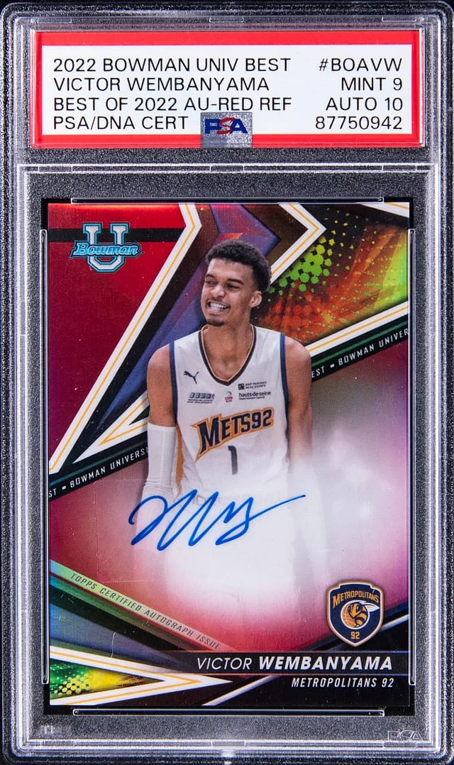 2022 Bowman Best Victor Wembanyama University Best of 2022 Autograph Red Refractor #BOAVW card image