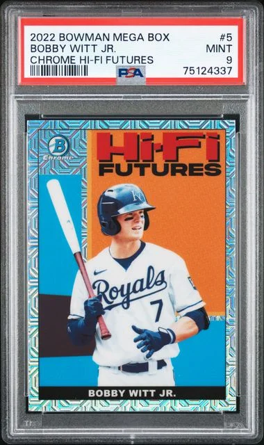 2022 Bowman Bobby Witt Jr. Mega Box Chrome Hi-Fi Futures #5 card image