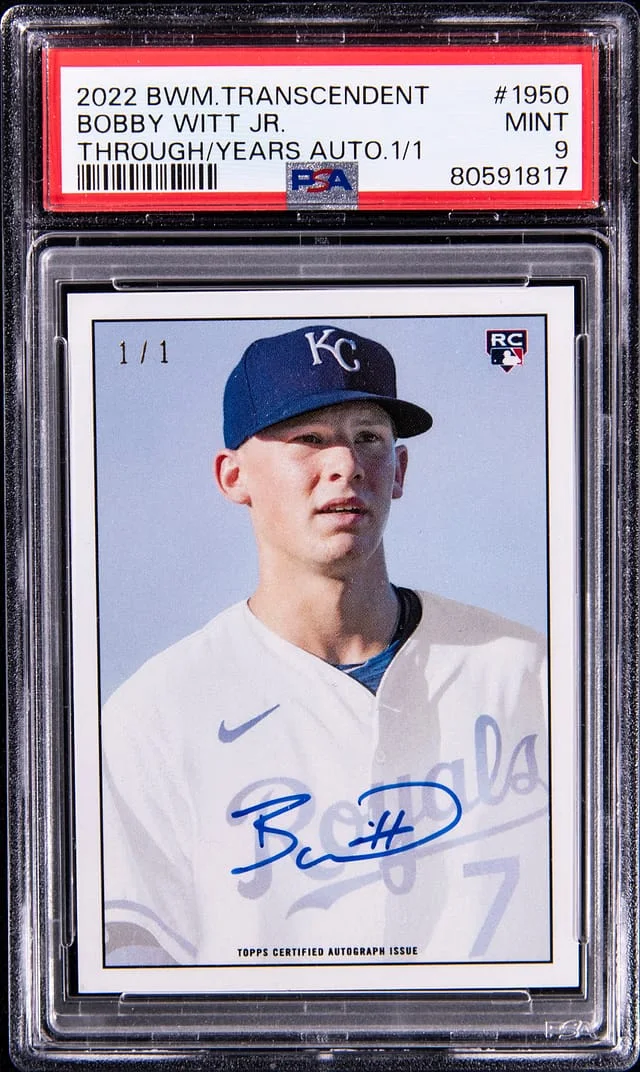 2022 Bowman Bobby Witt Jr. Transcendent Through the Years Autographs #BWJ-1950 card image
