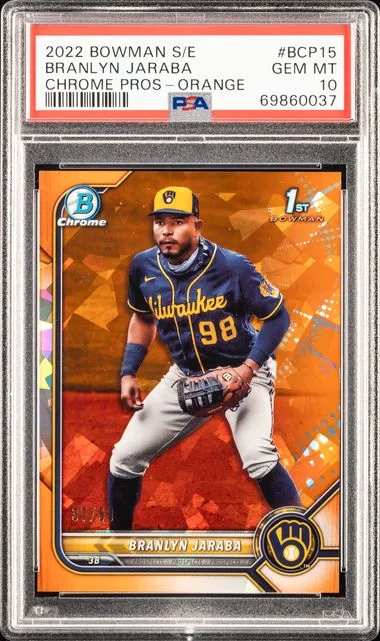 2022 Bowman Branlyn Jaraba Sapphire Edition Chrome Prospects Orange #BCP15 card image