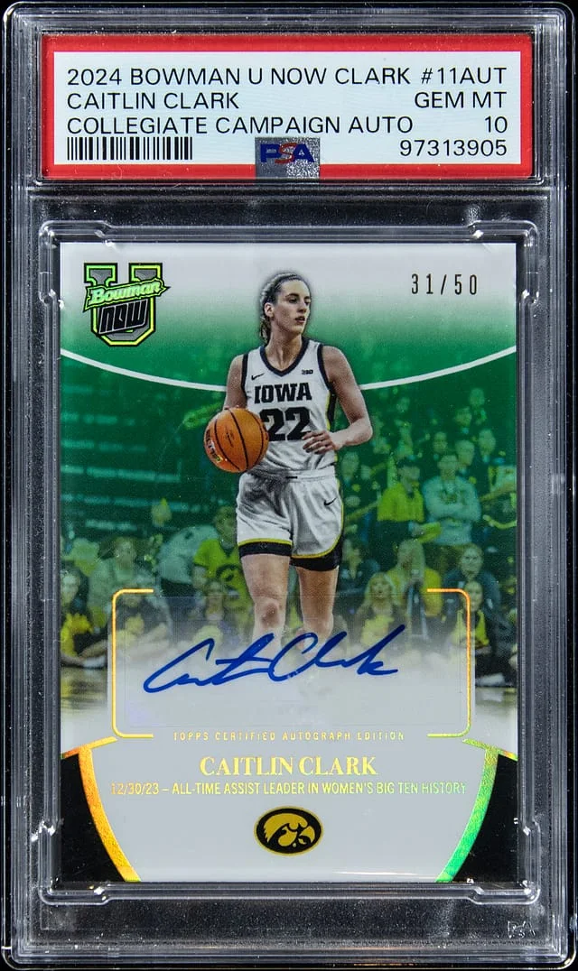 2022 Bowman Caitlin Clark U Now Collegiate Campaign Autograph #11-AUT card image