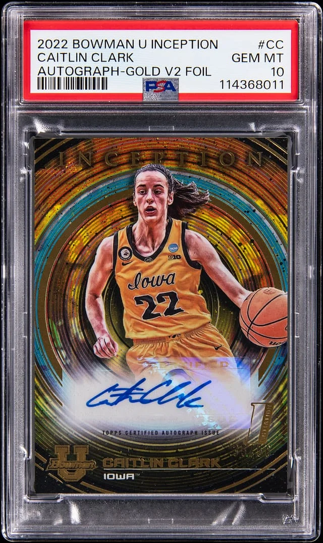 2022 Bowman Caitlin Clark U Inception Autograph Gold V2 Foil #BIA-CC card image