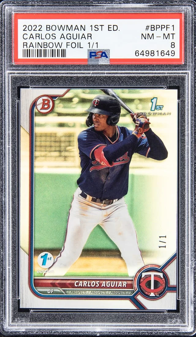 2022 Bowman Carlos Aguiar 1st Edition Rainbow Foil #BPPF-1 card image