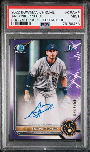 2022 Bowman Chrome Antonio Pinero Prospect Autographs Purple Refractor #CPA-AP card image