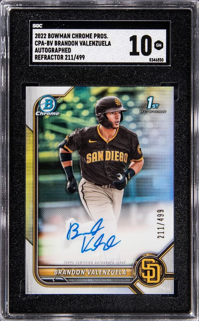 2022 Bowman Chrome Brandon Valenzuela Prospect Autographs Refractor #CPA-BV card image