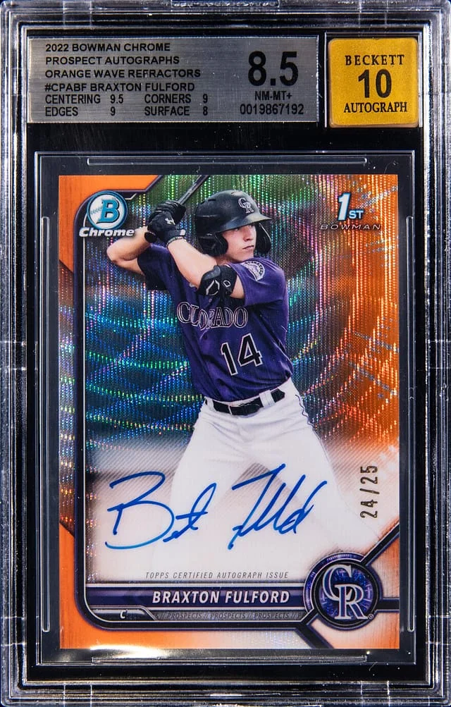 2022 Bowman Chrome Braxton Fulford Prospect Autographs Orange Wave Refractors #CPA-BF card image