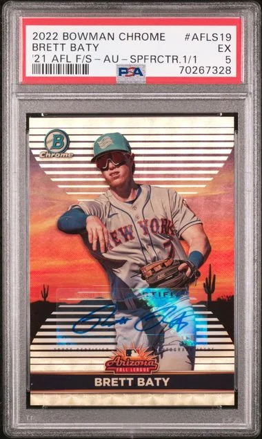 2022 Bowman Chrome Brett Baty 2021 AFL Fall Stars Autograph Superfractor #AFLS-19 card image