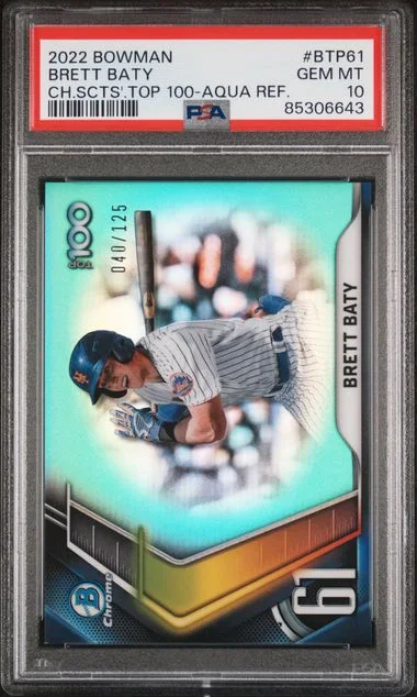 2022 Bowman Chrome Brett Baty Scouts' Top 100 Aqua Refractor #BTP61 card image
