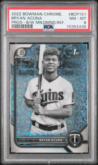 2022 Bowman Chrome Bryan Acuna Black & White Mini Diamond Refractor #BCP151 card image