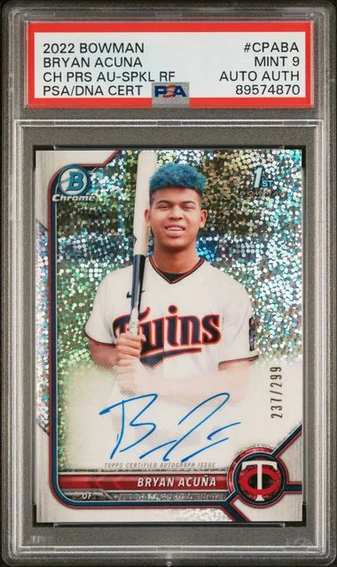 2022 Bowman Chrome Bryan Acuna Prospect Autographs Speckle Refractor #CPA-BA card image