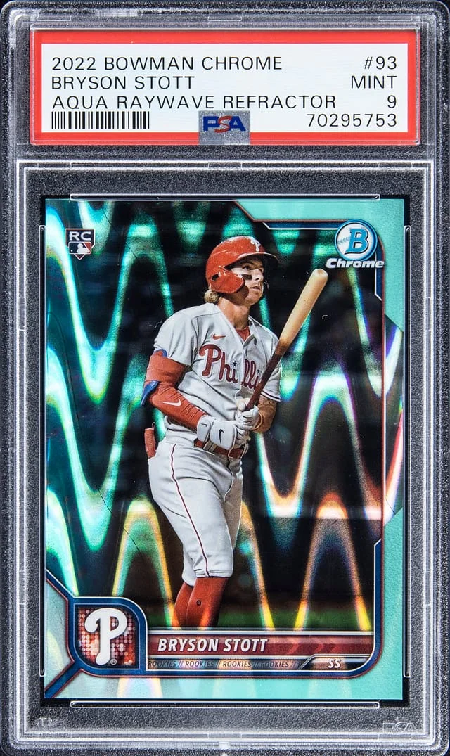 2022 Bowman Chrome Bryson Stott Aqua Raywave Refractor #93 card image