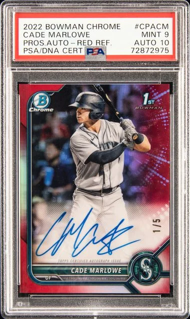 2022 Bowman Chrome Cade Marlowe Prospect Autographs Red Refractor #CPA-CM card image