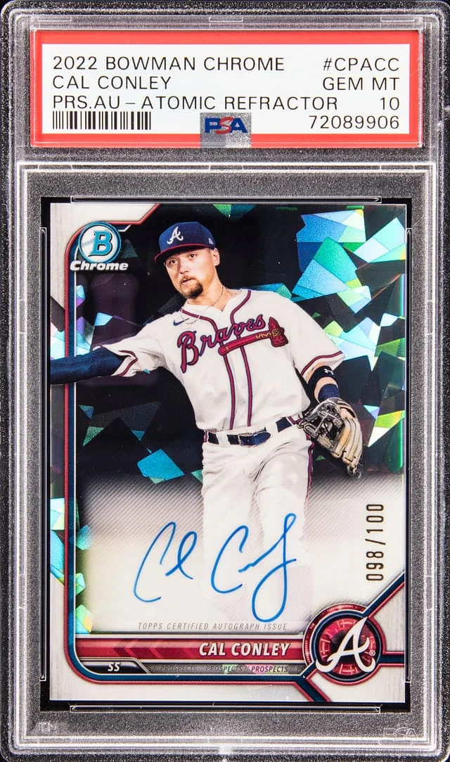 2022 Bowman Chrome Cal Conley Prospect Autograph - Atomic Refractor #CPACC card image