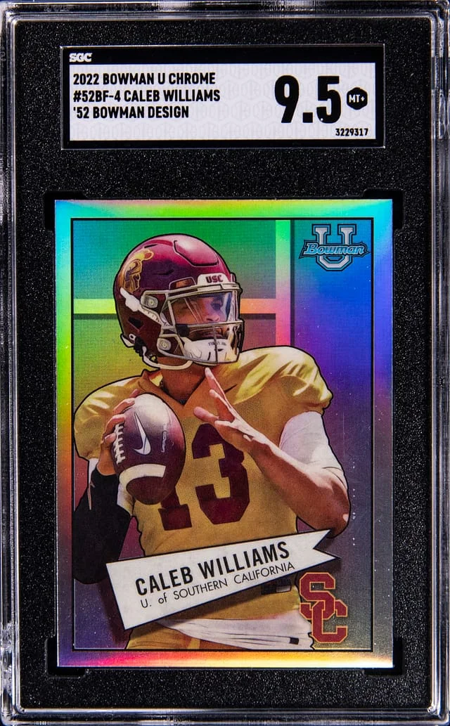 2022 Bowman Chrome Caleb Williams 52 Bowman Design #52BF-4 card image