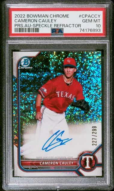 2022 Bowman Chrome Cameron Cauley Prospect Autographs Speckle Refractor #CPA-CCY card image
