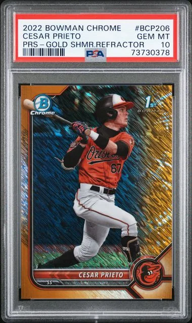 2022 Bowman Chrome Cesar Prieto Gold Shimmer Refractor #BCP206 card image