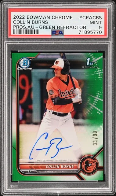 2022 Bowman Chrome Collin Burns Prospect Autographs Green Refractor #CPACBS card image