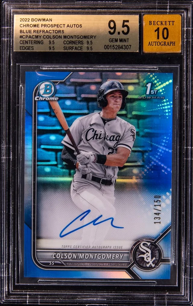 2022 Bowman Chrome Colson Montgomery Prospect Autographs Blue Refractors #CPA-CMY card image