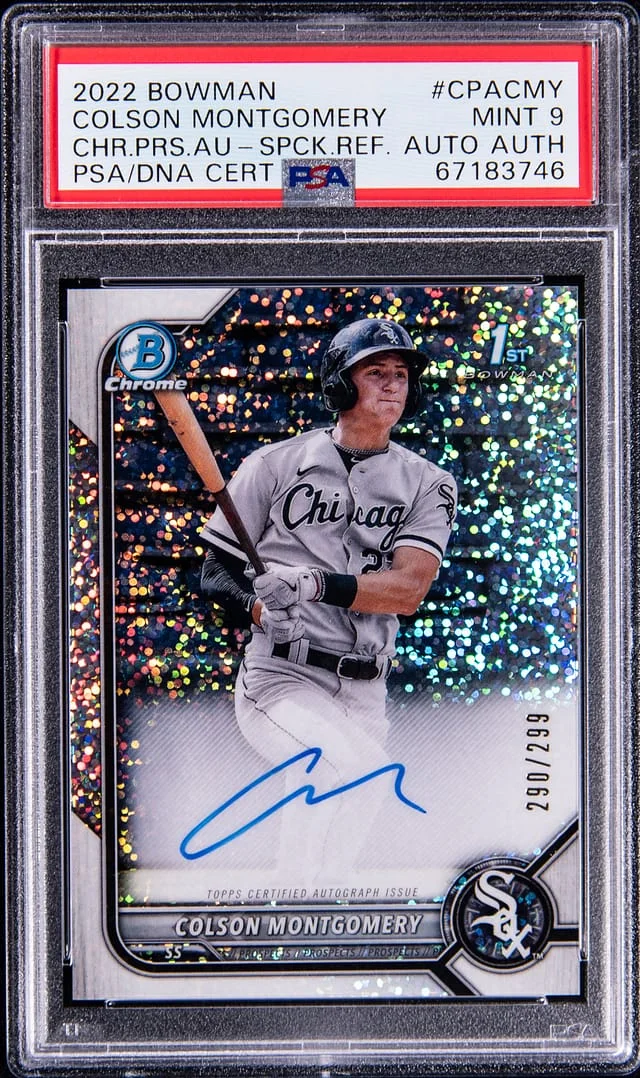 2022 Bowman Chrome Colson Montgomery Prospect Autographs Speckle Refractor #CPACMY card image