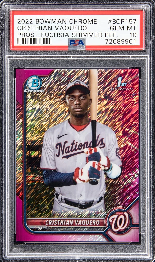 2022 Bowman Chrome Cristhian Vaquero Fuchsia Shimmer Refractor #BCP157 card image