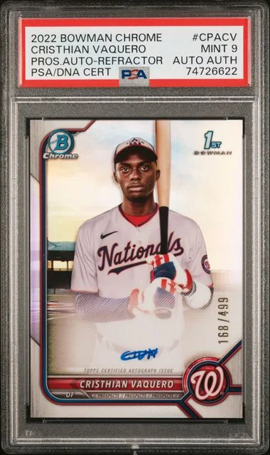 2022 Bowman Chrome Cristhian Vaquero Prospect Autographs Refractor #CPA-CW card image