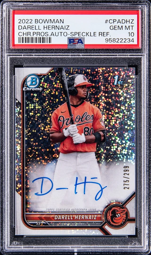 2022 Bowman Chrome Darell Hernaiz Prospect Autographs Speckle Refractor #CPA-DHZ card image