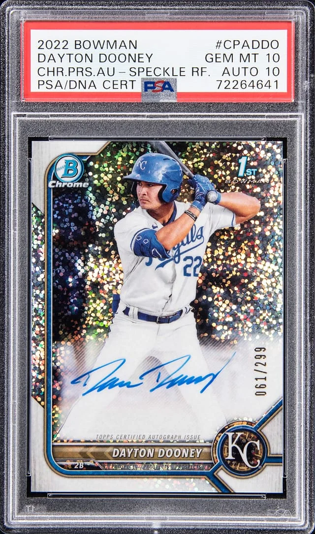 2022 Bowman Chrome Dayton Dooney Prospect Autograph Speckle Refractor #CPA-DDO card image