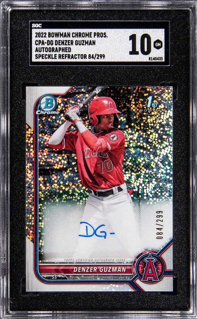 2022 Bowman Chrome Denzer Guzman Prospect Autographs Speckle Refractor #CPA-DG card image