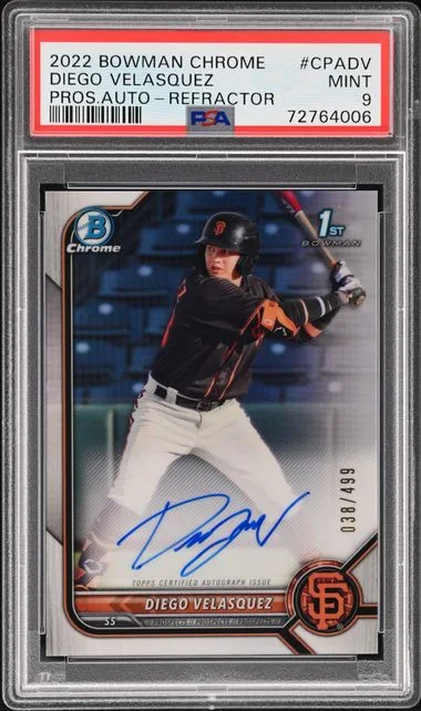 2022 Bowman Chrome Diego Velasquez Prospect Autographs Refractor #CPA-DV card image
