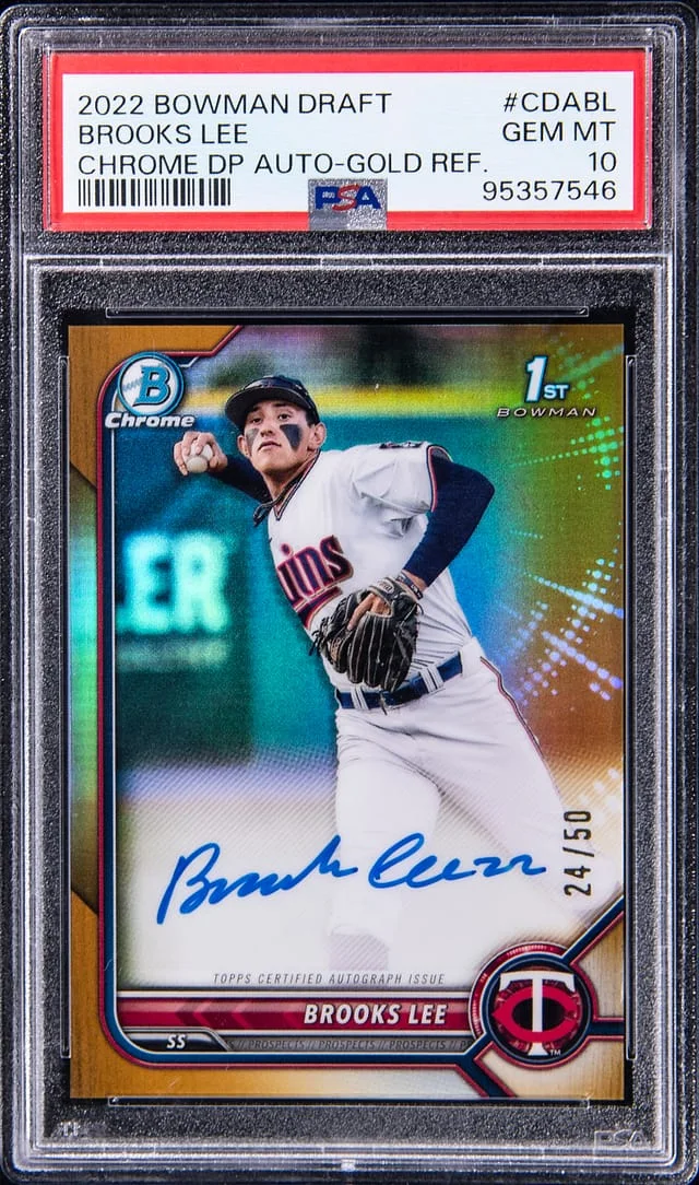 2022 Bowman Chrome Draft Brooks Lee Picks Autograph Blue Refractor #CDA-BL card image