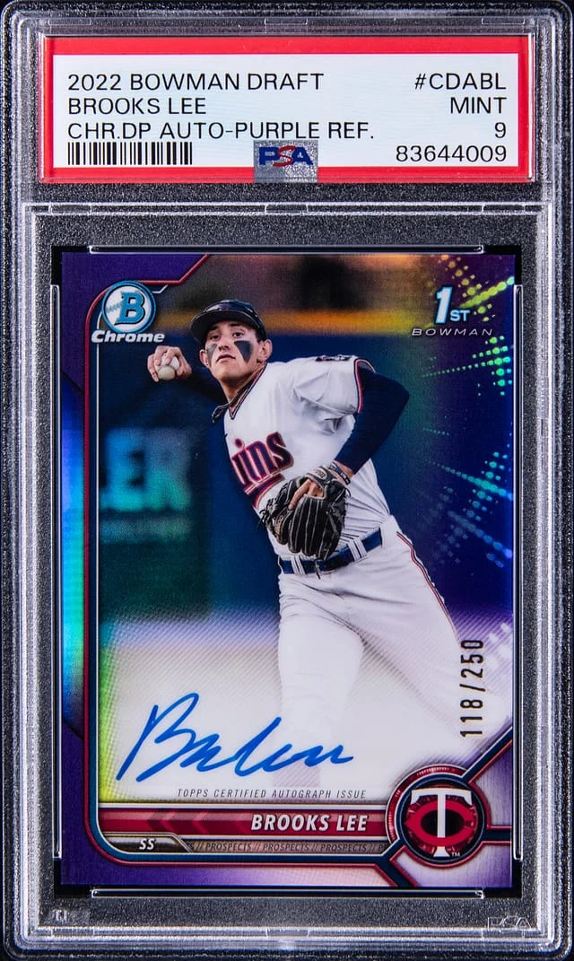 2022 Bowman Chrome Draft Brooks Lee Picks Autograph Purple Refractor #CDABL card image