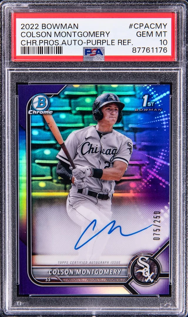 2022 Bowman Chrome Draft Colson Montgomery Prospect Autograph Purple Refractor #CPA-CMY card image