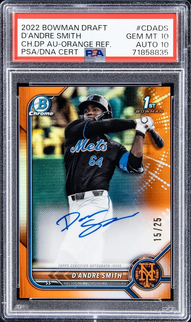 2022 Bowman Chrome Draft D'Andre Smith Pick Autographs Orange Refractor #CDADS card image