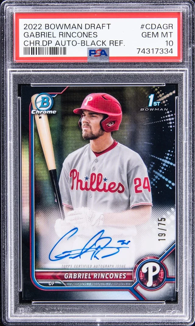 2022 Bowman Chrome Draft Gabriel Rincones Picks Autograph Black Refractor #CDAGR card image