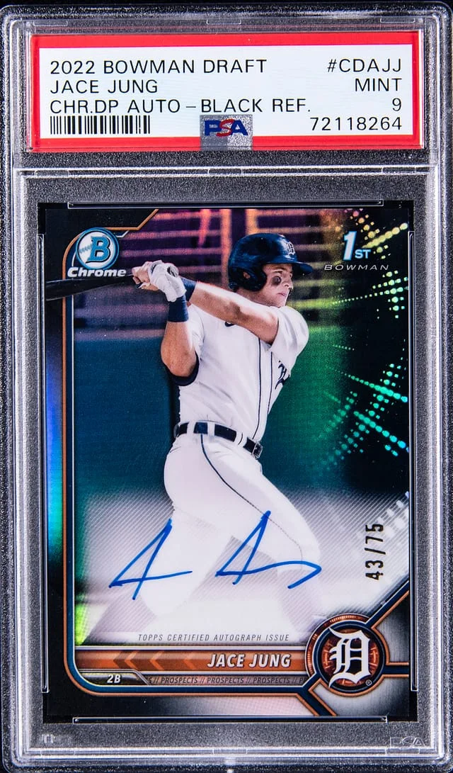2022 Bowman Chrome Draft Jace Jung Picks Autograph Black Refractor #CDAJJ card image