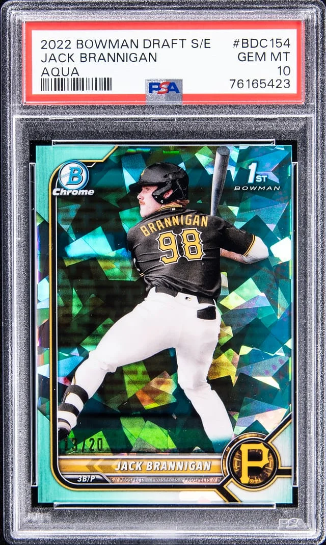 2022 Bowman Chrome Draft Jack Brannigan Sapphire Edition Aqua #BDC154 card image