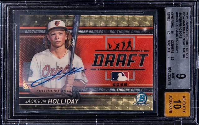 2022 Bowman Chrome Draft Jackson Holliday Night Autographs SuperFractor #BDN-9 card image