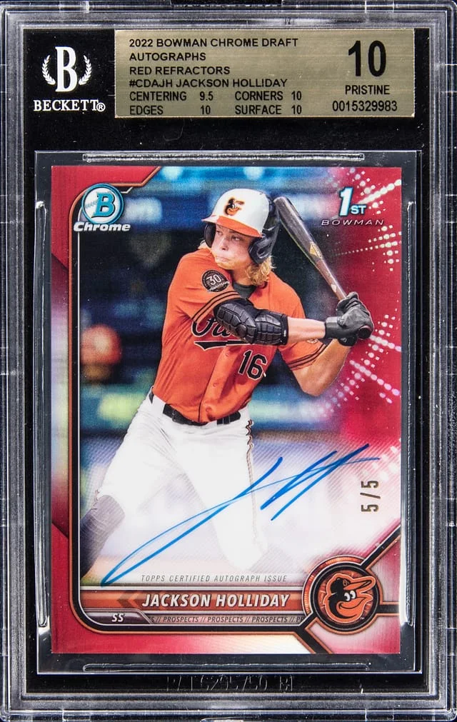 2022 Bowman Chrome Draft Jackson Holliday Autographs Red Refractor #CDA-JH card image