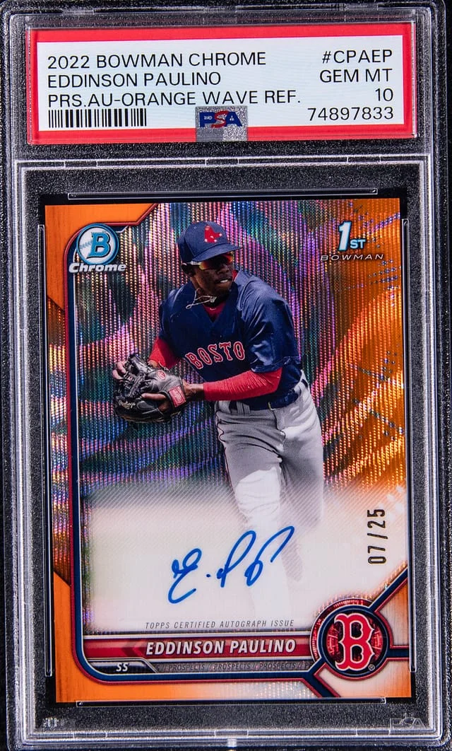 2022 Bowman Chrome Eddinson Paulino Prospect Autograph Orange Wave Refractor #CPA-EP card image